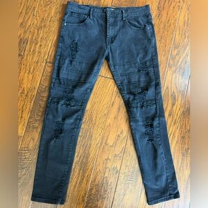 KDNK 11 4 14 11 Black Distressed Jeans Skinny Slim Mens Sz 36 Streetwear Grunge